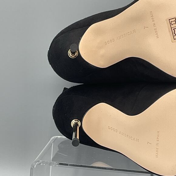 NEW Good American Women’s Scandal Lace Up High Heel Booties Black Size 7 - Picture 9 of 10